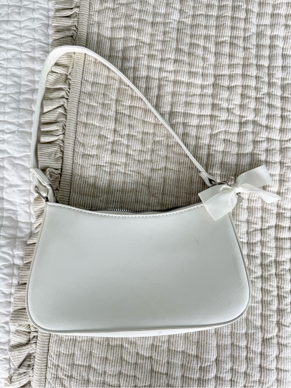 Ardene White Shoulder Bag with Bow Accent